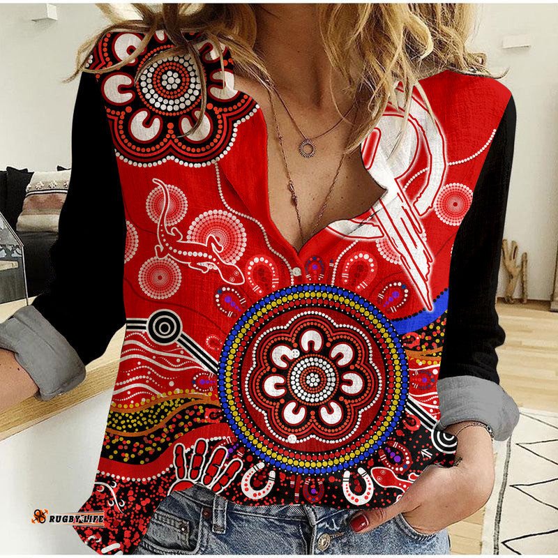 Custom Personalised Melbourne Renegades Women Casual Shirt Cricket Indigenous Aboriginal Lizard Version