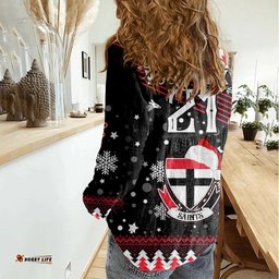 Custom St Kilda Saints Football Women Casual Shirt Christmas Vibe 2023
