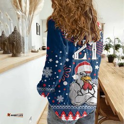 Custom Roosters Rugby Women Casual Shirt Chirstmas Vibe 2023