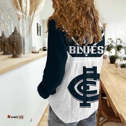 Carlton Football 2023 Women Casual Shirt Go Blues White Simple Style