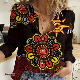 Custom Personalised AFL Gold Coast Suns 2009 Aboriginal Red Style Women Casual Shirt