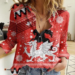 Custom Dragons Rugby Women Casual Shirt Chirstmas Vibe 2023