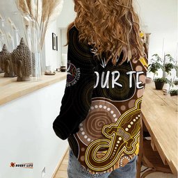 Personalised NAIDOC Week 2023 AFL Hawks Women Casual Shirt Aboriginal Dot Art Lizard Mix Boomerang