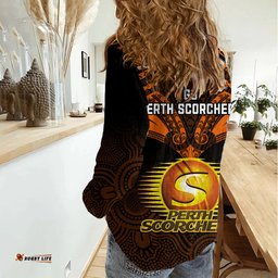 Perth Scorchers Cricket Women Casual Shirt 2023 Unique Indigenous Art Mix Polynesian Pattern