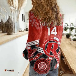 Custom Melbourne Renegades Cricket Christmas Women Casual Shirt Merry Xmas 2023 Indigenous Art