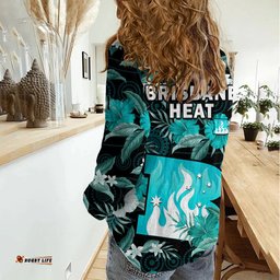 Brisbane Heat Cricket Women Casual Shirt Aboriginal Art Mix Tropical Flowers