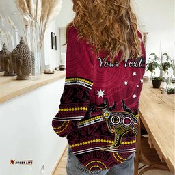 Personalised June 6 Queensland Day Women Casual Shirt Australian Aboriginal Art