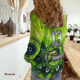 Custom Text and Number Sydney Thunder Women Casual Shirt Cricket Aboriginal