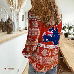 Custom Personalised Australia Women Casual Shirt Australian Map Aboriginal Painting Merry Christmas