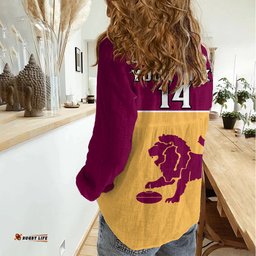 Personalised Brisbane Lions Football 2023 Women Casual Shirt Sporty Gold Version