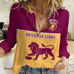 Personalised Brisbane Lions Football 2023 Women Casual Shirt Sporty Gold Version