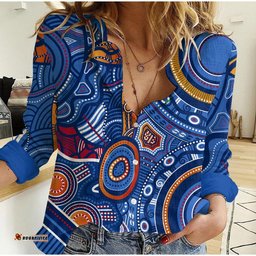 Indigenous Footprint Patterns Blue Color Casual Shirt