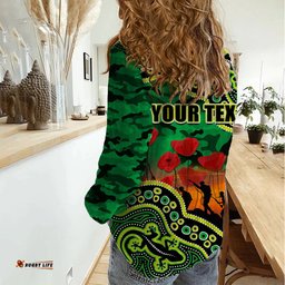 Custom Personalised Anzac Day NRL - Raiders Women Casual Shirt Aboriginal Lizard Patterns