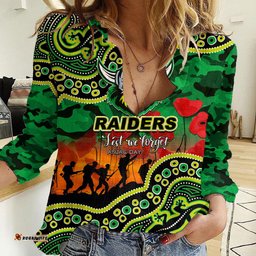 Custom Personalised Anzac Day NRL - Raiders Women Casual Shirt Aboriginal Lizard Patterns