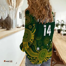Custom Text And Number Australia 2022 Rugby Women Casual Shirt Wallabies Aboriginal Style