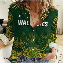 Custom Text And Number Australia 2022 Rugby Women Casual Shirt Wallabies Aboriginal Style