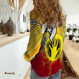 Custom Personalised Aboriginal and Torres Strait Islanders Yellow Women Casual Shirt