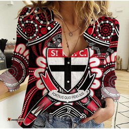 St Kilda Saints Women Casual Shirt Boomerang Indigenous Dots