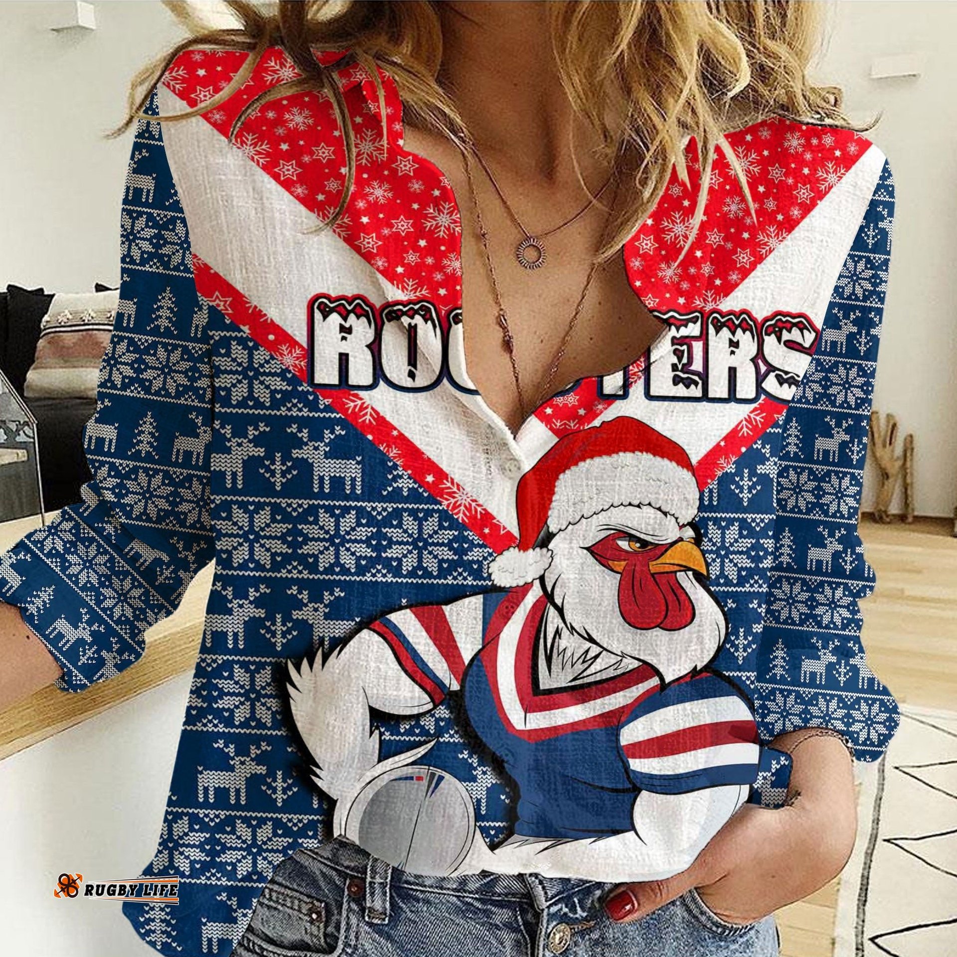 Vibe Hoodie Clothing - Sydney Roosters Christmas Women Casual Shirt