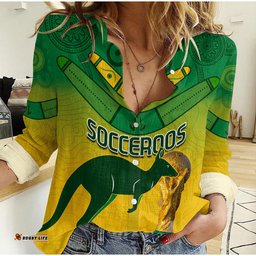 Custom Text and Number Australia Soccer Women Casual Shirt World Cup Socceroos We Are Champions