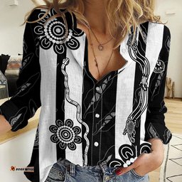Custom Text And Number Collingwood Football Women Casual Shirt Proud To Be Magpies Aboriginal Version