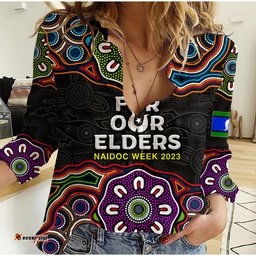 NAIDOC 2023 Women Casual Shirt Aboriginal Tribal Coloful