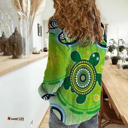 Aboriginal ndigenous Green Turtle Women Casual Shirt