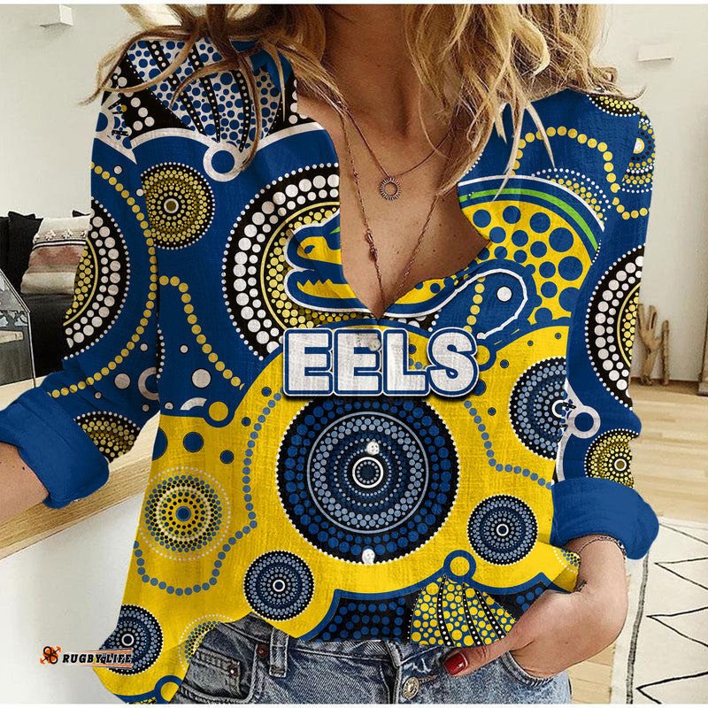 Custom Personalised And Number Eels Rugby Casual Shirt Aboriginal