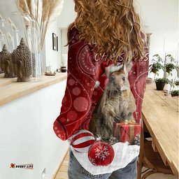 Australia Christmas Wallaby Women Casual Shirt Aboriginal Art