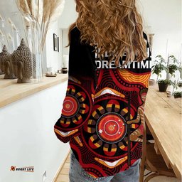 Australia Indigenous Rugby Women Casual Shirt All Stars Aborigine Dreamtime Black Version