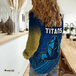 Gold Coast Titans Rugby Women Casual Shirt Pasifika Gradient Polynesian Pattern