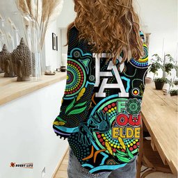 Port Adelaide Football Aboriginal Art Women Casual Shirt NAIDOC Indigenous Tribal