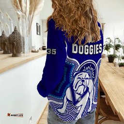 Bulldogs Rugby Women Casual Shirt Canterbury Bankstown 1935 Indigenous Artsy