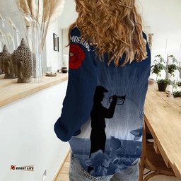 Navy ANZAC Remembering Our Heroes Women Casual Shirt