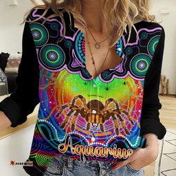 Personalised Australia Scorpio Tarantulas Spider Zodiac Women Casual Shirt Auz Astrology Aboriginal - Rainbow