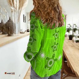 Women Casual Shirt Aussie Aboriginal Sea Turtle Ver.02