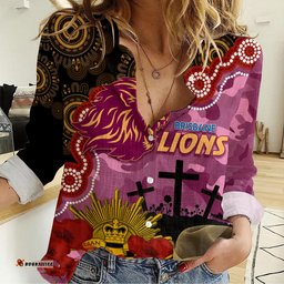 Lions Football ANZAC 2023 Women Casual Shirt Aboriginal Mix Slouch Hat