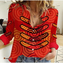 Boomerang Aboriginal Dot Patterns Casual Shirt Red Style