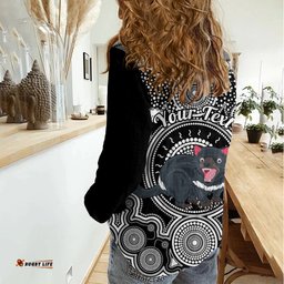 Personalised Australian Astrology Women Casual Shirt Aboriginal Tasmania Devil Zodiac Sign