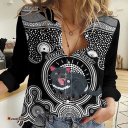 Personalised Australian Astrology Women Casual Shirt Aboriginal Tasmania Devil Zodiac Sign