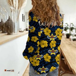 Cowboys Rugby Women Casual Shirt Polynesian Style With Hibiscus