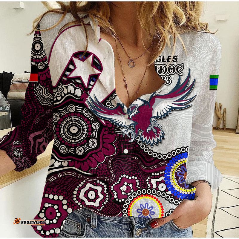 Sea Eagles Rugby Casual Shirt NAIDOC 2023 Patterns