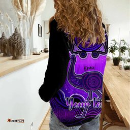 Personalised Australia Aquarius Emu Zodiac Women Casual Shirt Auz Astrology Aboriginal - Purple