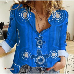 Women Casual Shirt Aussie Aboriginal Sea Turtle Ver.01