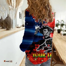 Custom Personalised ANZAC Panthers Rugby Women Casual Shirt We Shall Remember