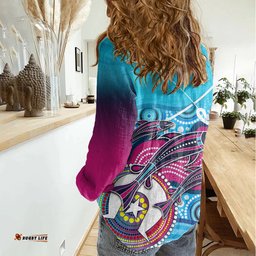 Australia Fishing Women Casual Shirt Fishaholic With The Dhari Symbol And Aboriginal Pattern