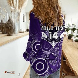 Personalised Dockers Football Women Casual Shirt Fremantle Aboriginal Mix Polynesian Pattern