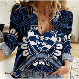 Custom Personalised Cats Football Women Casual Shirt Boomerang Indigenous Dots