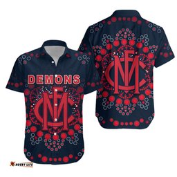 Demons Football Hawaiian Shirt Melbourne Indigenous
