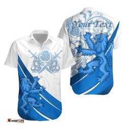Custom Personalised Scotland Rugby Hawaiian Shirt Lion Thistle Simple